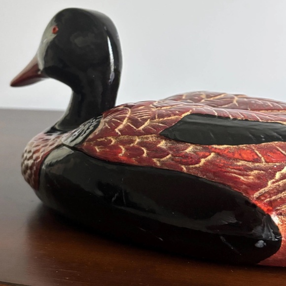 Vintage Handmade French Wooden Carved Lacquer Duck - Picture 7 of 10